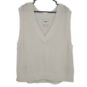 Abercrombie & Fitch Womans size XL V-Neck Oversized Sweater Vest Ivory/white